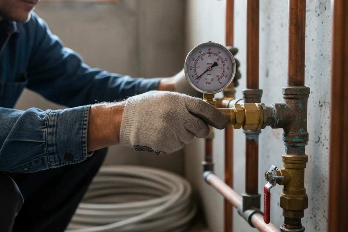 Pressure testing a repaired line during Water Line Repair in Winter Park